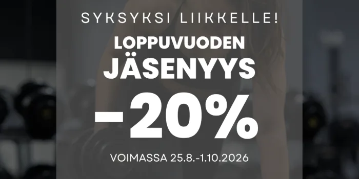 SYKSYKSI LIIKKEELLE - TREENIMAKSUT -20 % VUODEN LOPPUUN SAAKKA!